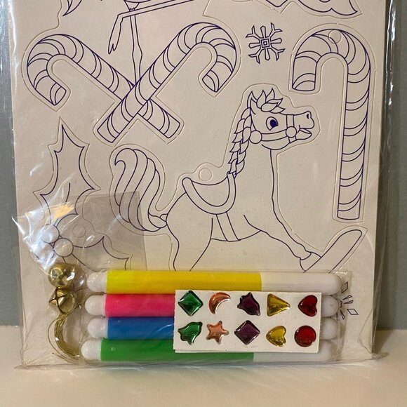 Vintage Lisa Frank Make Your Own Holiday Ornaments Set Flamingo Cat Bear - Picture 2 of 5